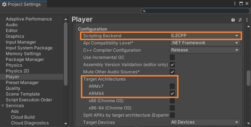 VG Build Settings