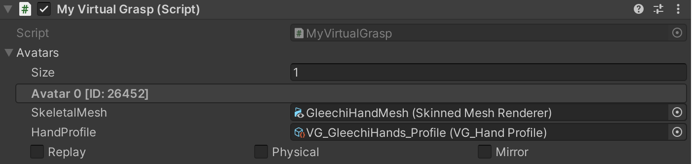 Unity hand model.