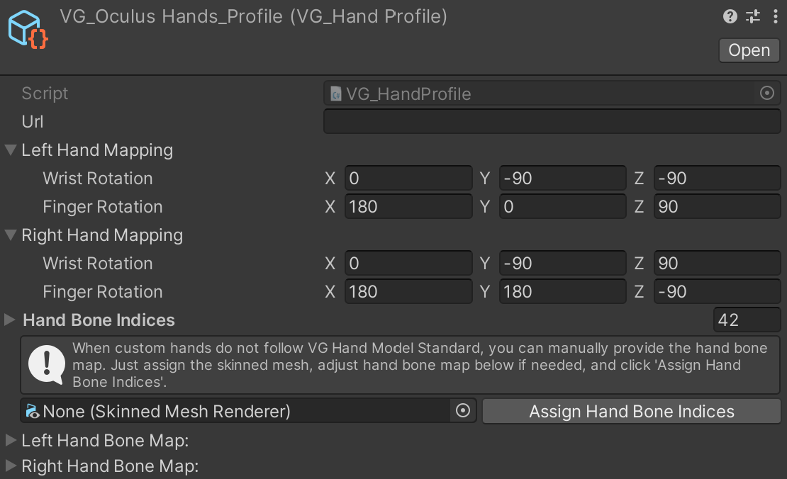 VG_HandProfile in Unity.
