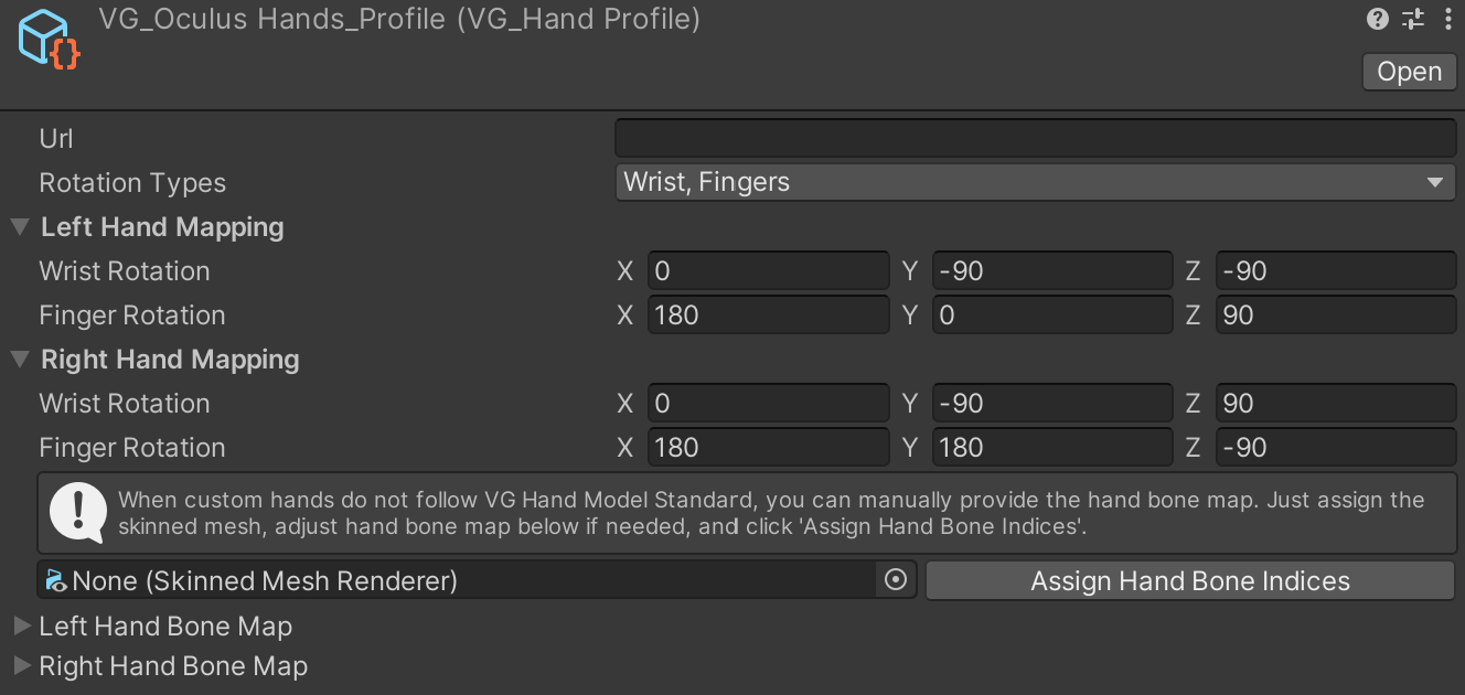 VG_HandProfile in Unity.