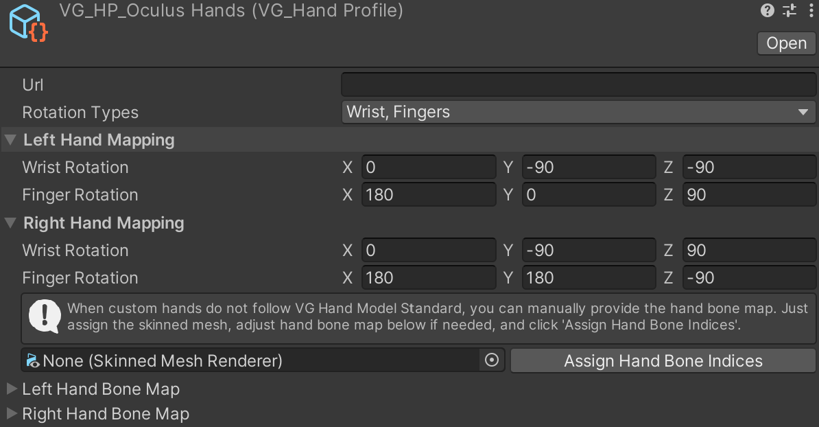 VG_HandProfile in Unity.