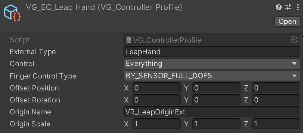 VG Controller profile in Unity.