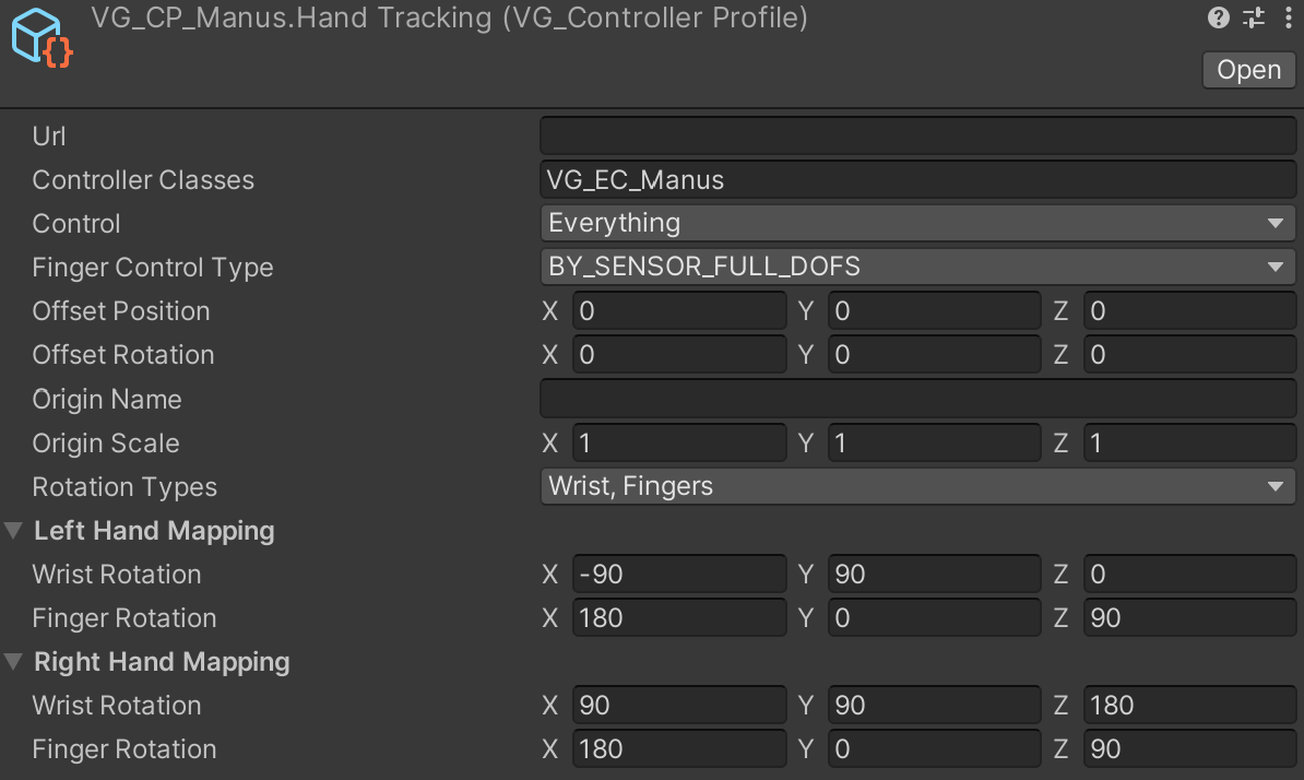 VG Controller profile in Unity.