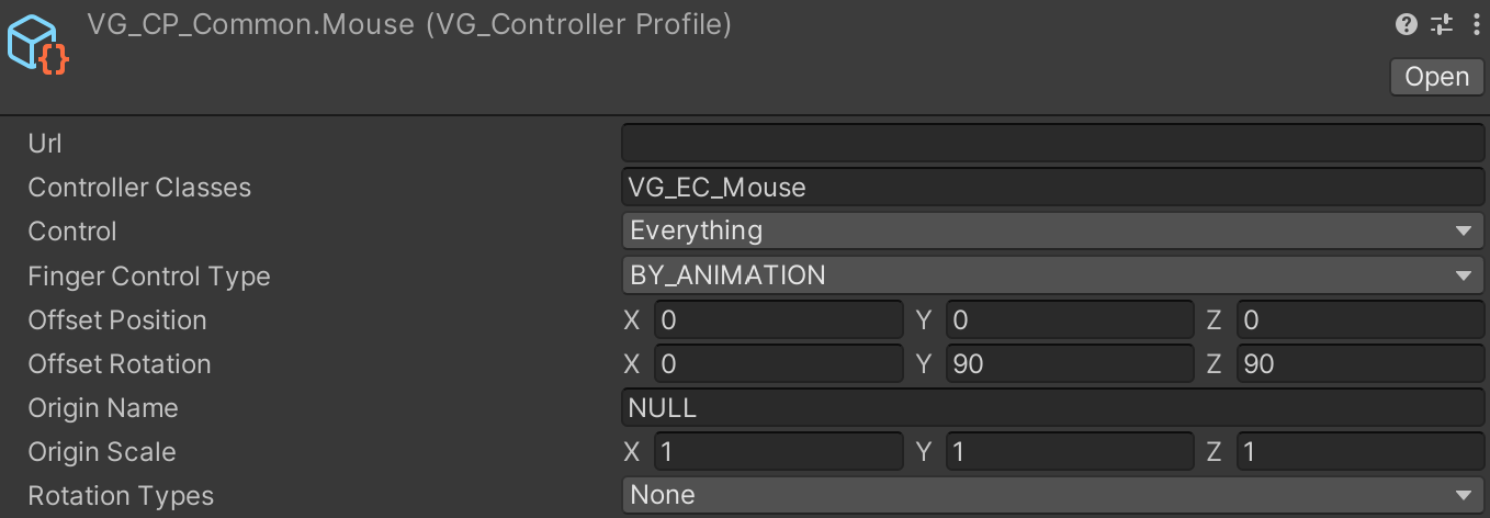 VG Controller profile in Unity.