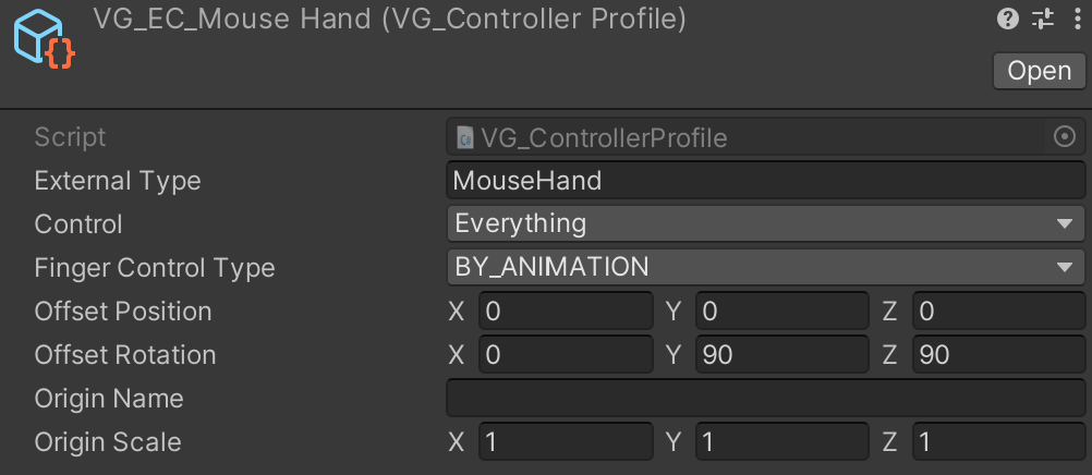 VG Controller profile in Unity.