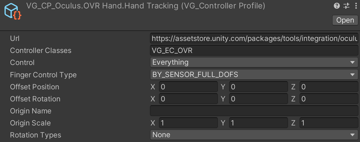 VG Controller profile in Unity.