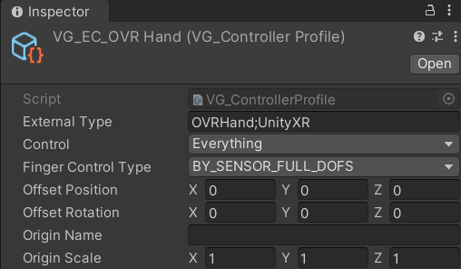 VG Controller profile in Unity.