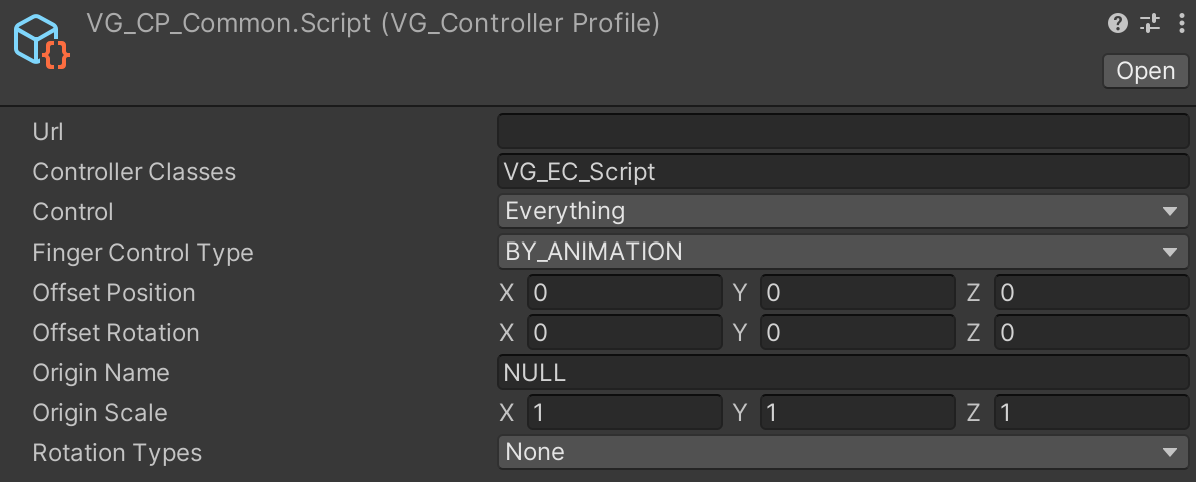 VG Controller profile in Unity.