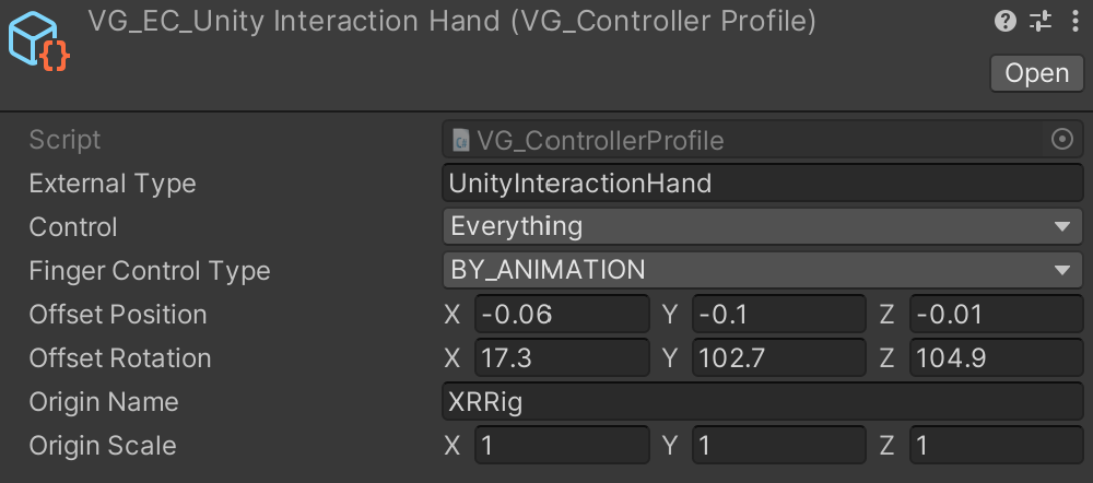 VG Controller profile in Unity.