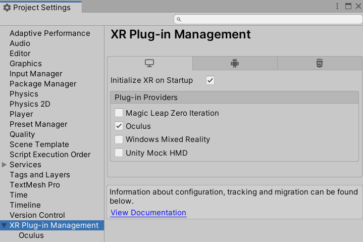 Unity XR Plugin.